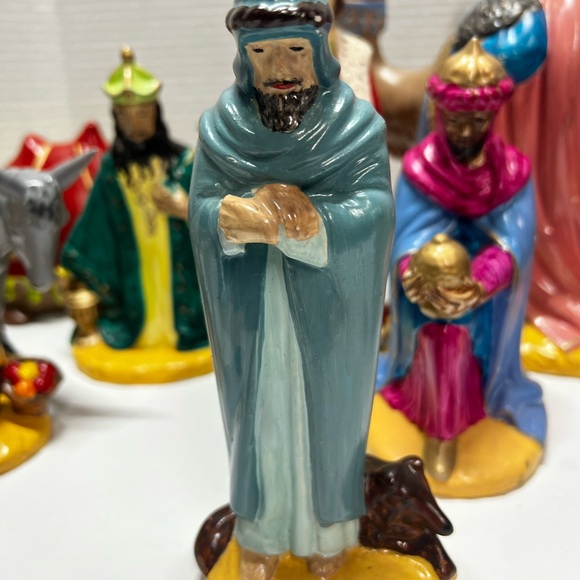 Christmas Nativity Vintage Holland Mold Set Piece Hand Painted Large 16 Pieces - Picture 14 of 16